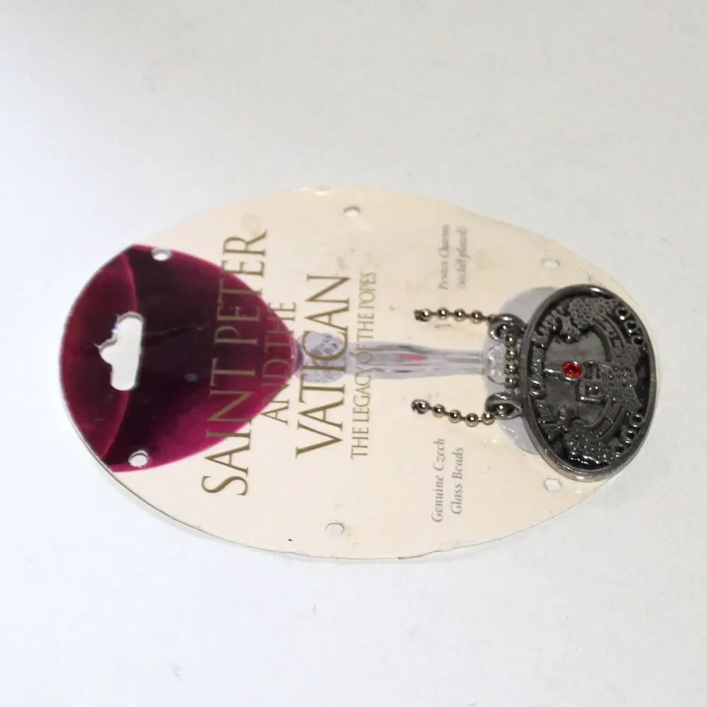 Saint Peter and the Vatican Legacy Of Popes Pewter Wine Charm Green Rhino red